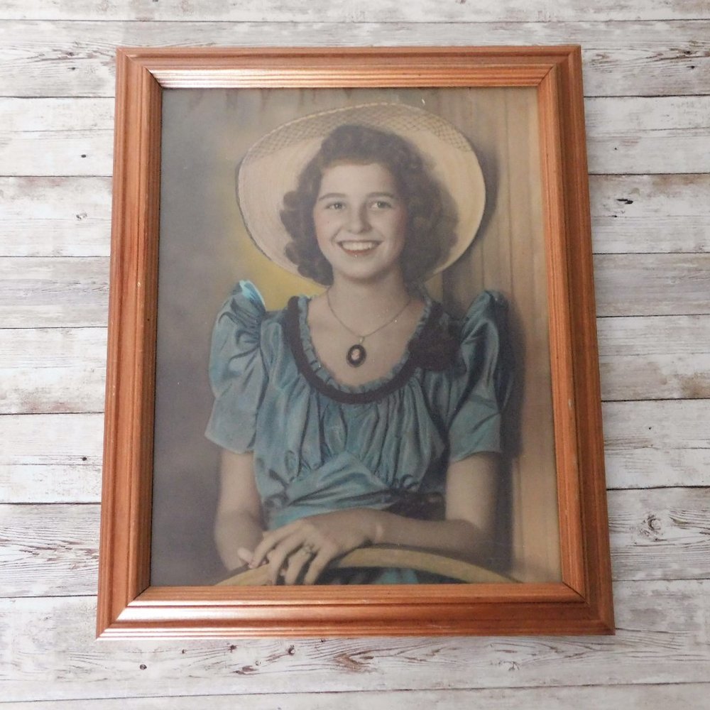 Antique 1939 Framed Photo Southern Belle